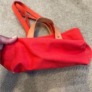 Immodest Cotton Vibrant Orange Tote with Tan Straps